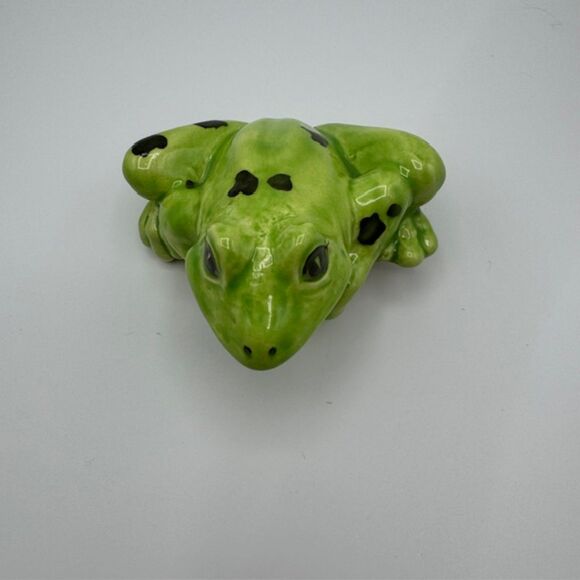 VTG Porcelain Green Frog Figurine SHELF SITTER 3.25"X3.25" Garden Animal Decor - Picture 13 of 14
